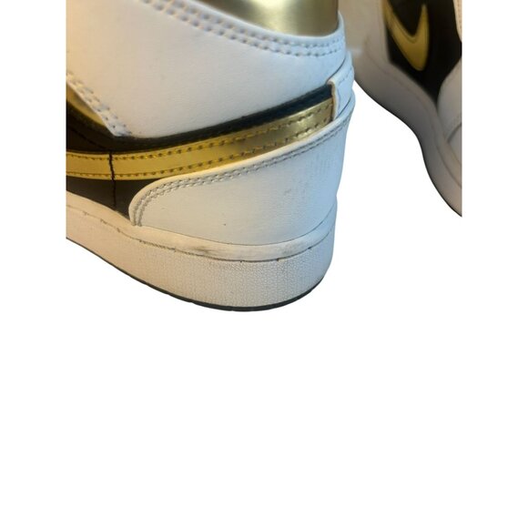 Nike Air Jordan 1 MID Shoes GS Sz 5Y WMNS Sz 6.5 White/Gold/Black 554725-190 - Picture 12 of 16